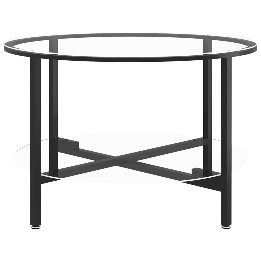 Table à thé Noir et transparent 70 cm Verre trempé - 3
