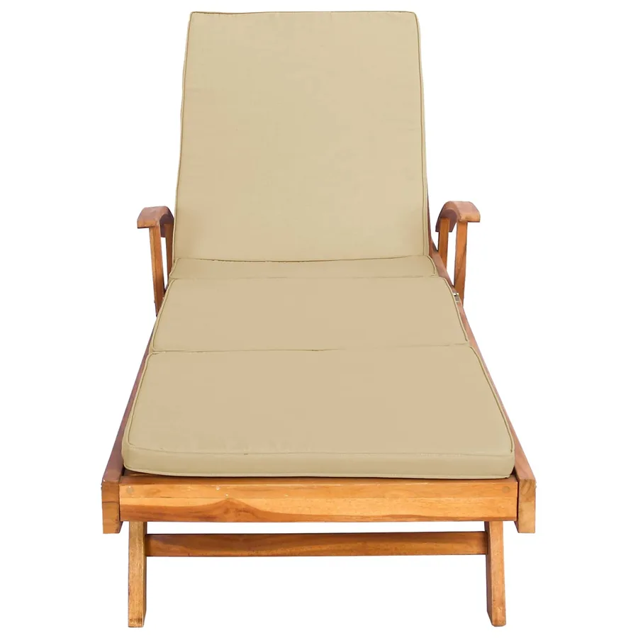 Chaise longue avec coussin 100% Polyester Teck Solide - 4