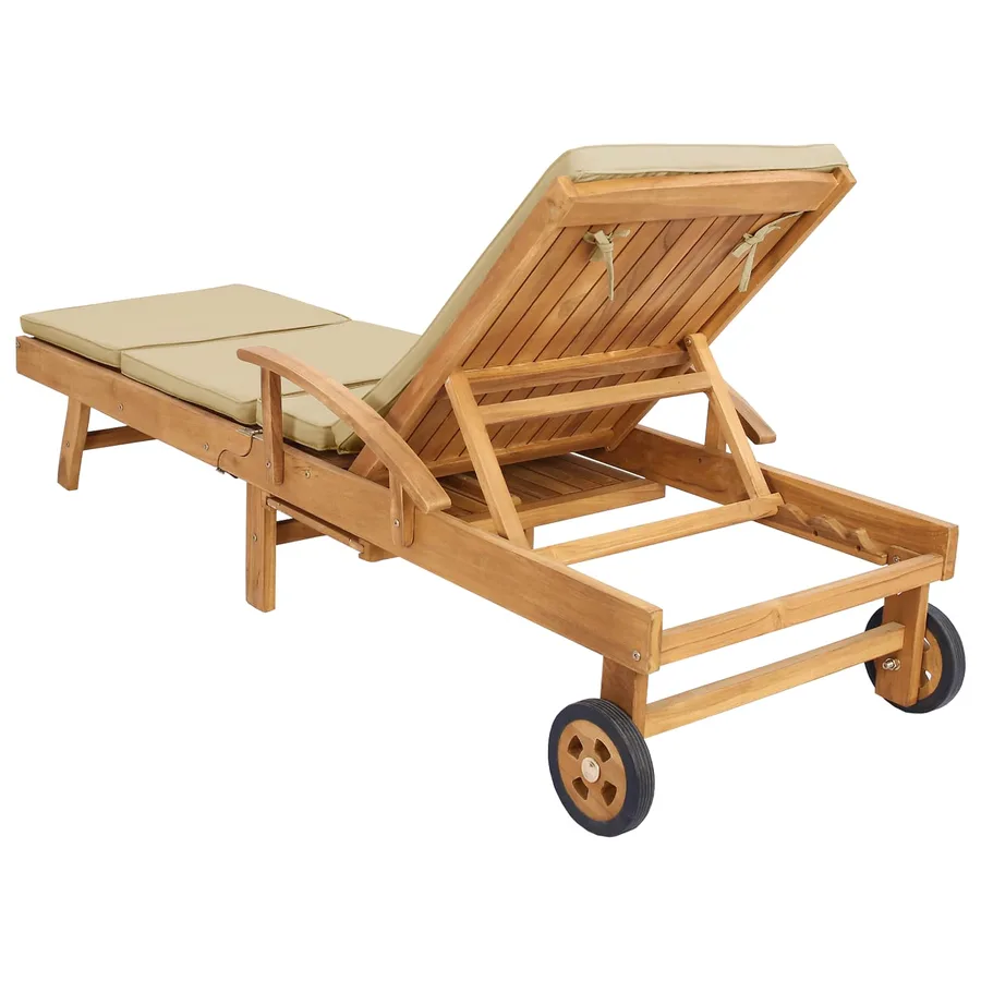 Chaise longue avec coussin 100% Polyester Teck Solide - 6