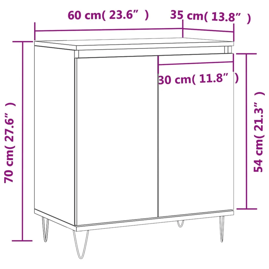 Buffet Chêne fumé 60x35x70 cm Bois d'ingénierie - 11
