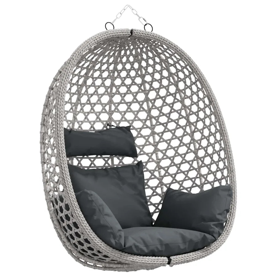 Fauteuil œuf suspendu sans support Anthracite et gris polyrotin - 2