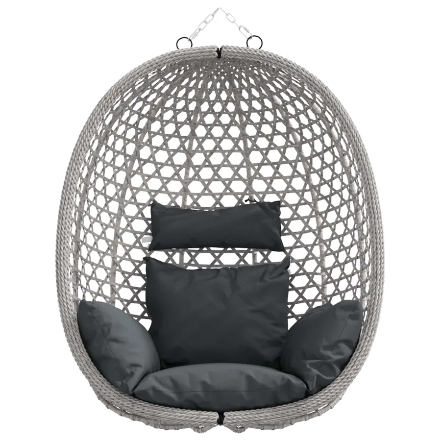 Fauteuil œuf suspendu sans support Anthracite et gris polyrotin - 5