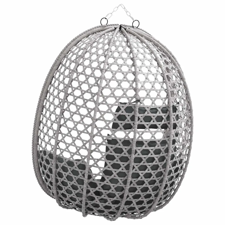 Fauteuil œuf suspendu sans support Anthracite et gris polyrotin - 7