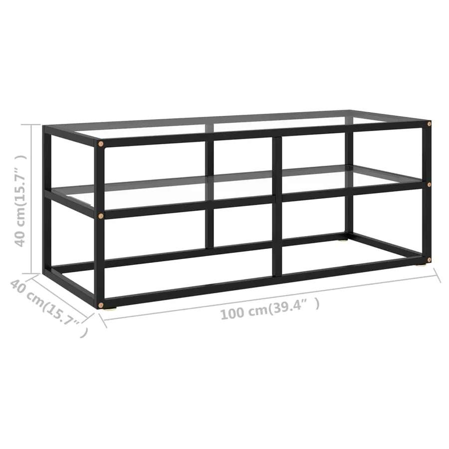 Meuble TV avec verre trempé Noir 100x40x40 cm - 6