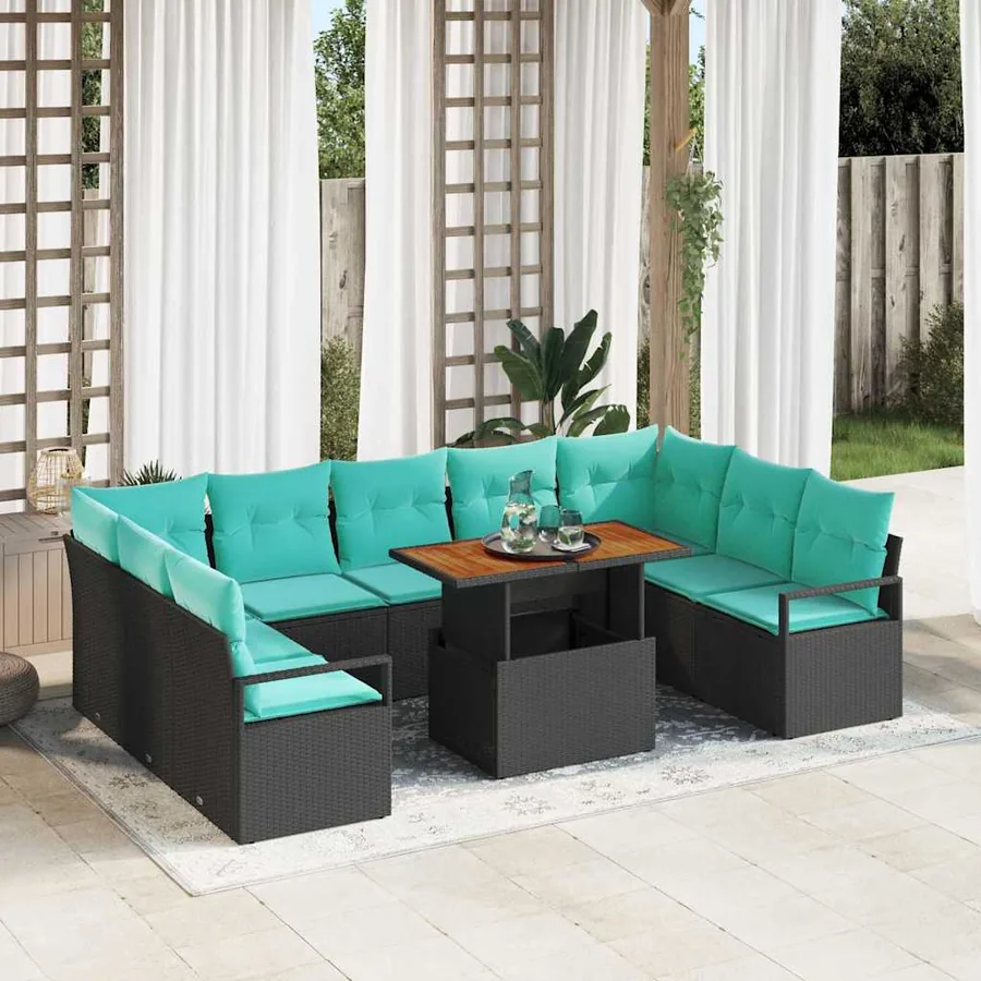 Ensemble de canapé de jardin 10 pc 9-Nombre de places