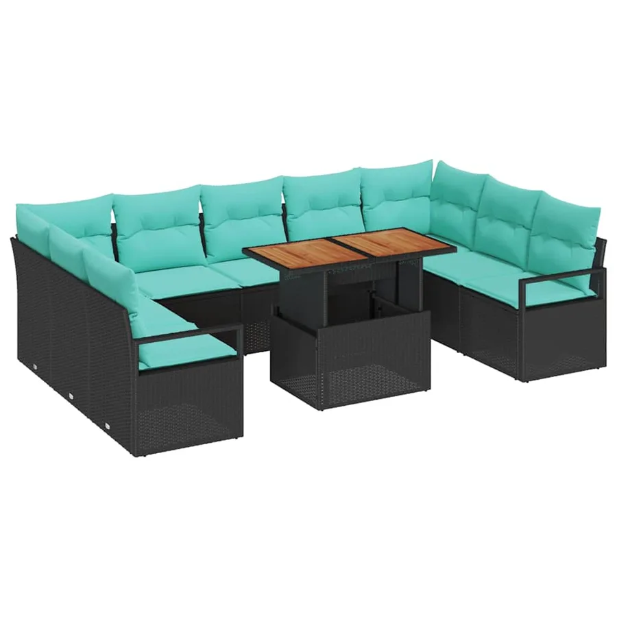 Ensemble de canapé de jardin 10 pc 9-Nombre de places - 2