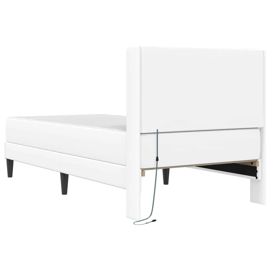 Cadre de lit avec matelas Blanc 90 x 200 cm Simili cuir - 10