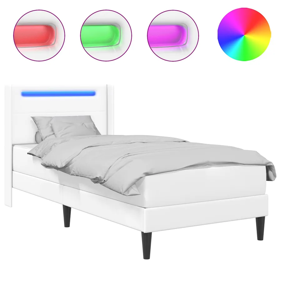 Cadre de lit avec matelas Blanc 90 x 200 cm Simili cuir - 2