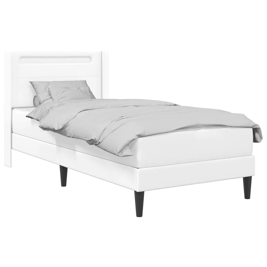 Cadre de lit avec matelas Blanc 90 x 200 cm Simili cuir - 3