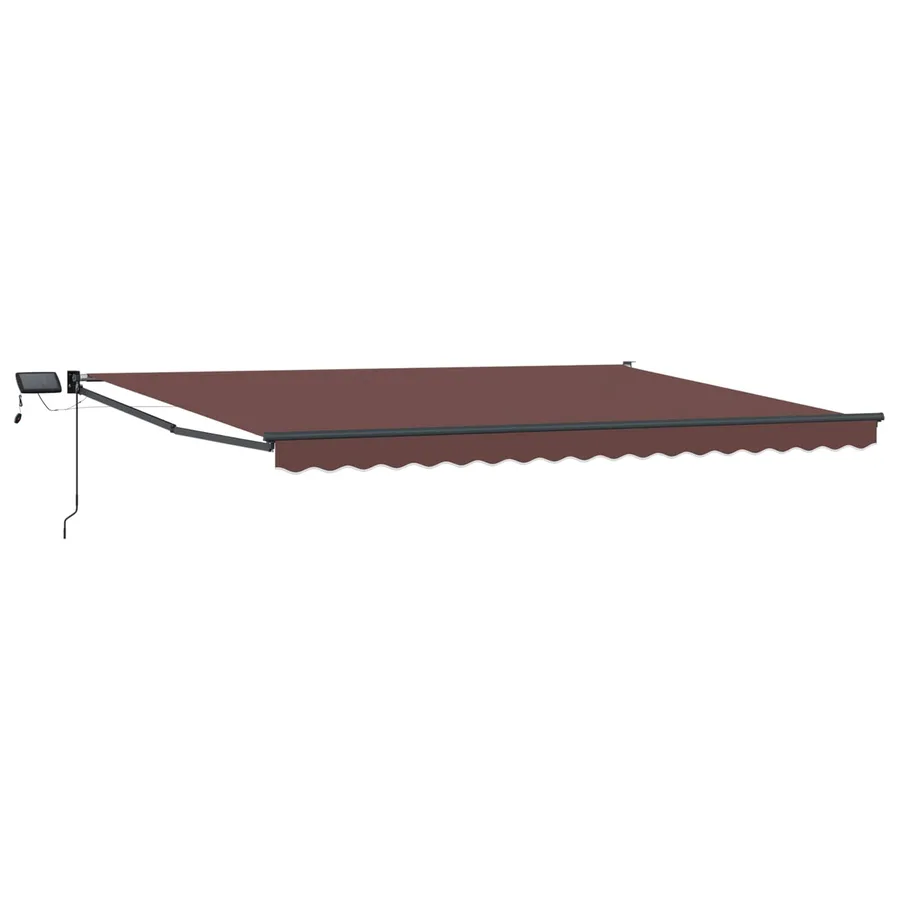 Store rétractable manuel avec LEDs Marron et anthracite 4 × 3 m - 2