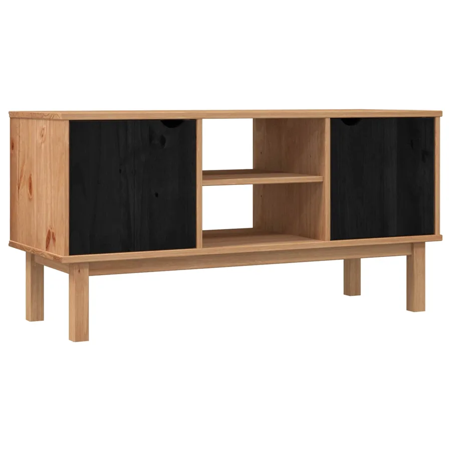 Meuble TV OTTA 113,5 x 43 x 57 cm Noir Bois de pin massif - 2