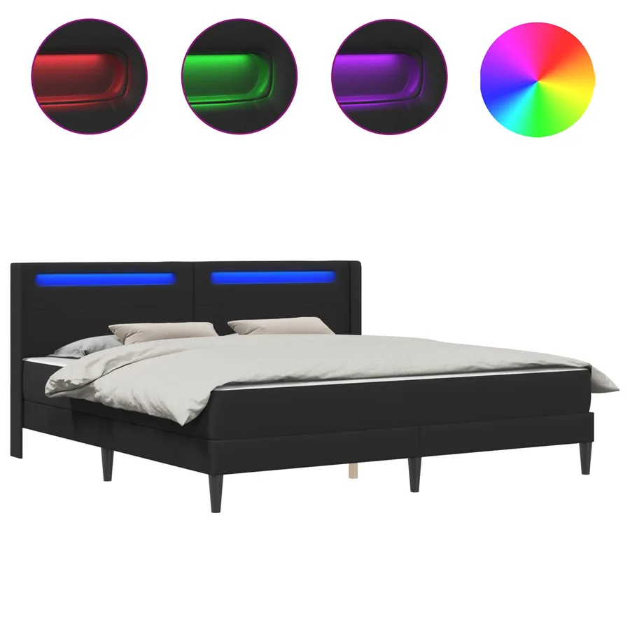 Cadre de lit avec matelas Noir 200 x 200 cm Simili cuir - 2