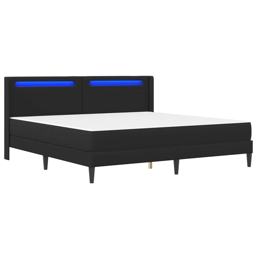Cadre de lit avec matelas Noir 200 x 200 cm Simili cuir - 5