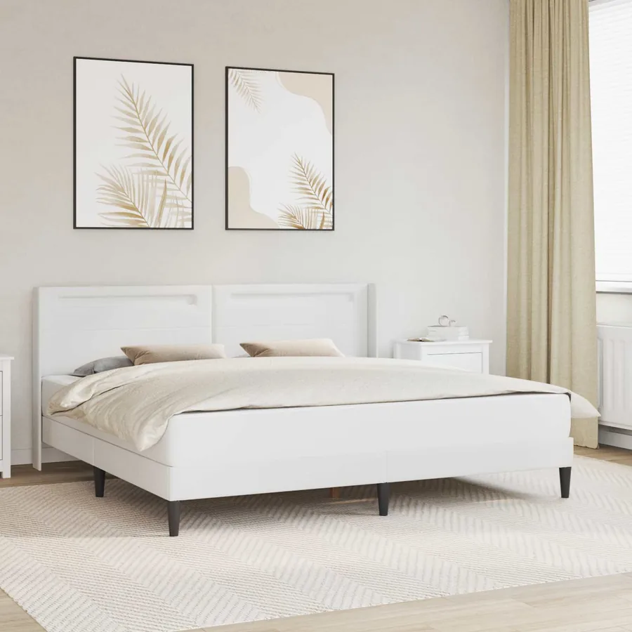 Cadre de lit avec matelas Blanc 180 x 200 cm Simili cuir