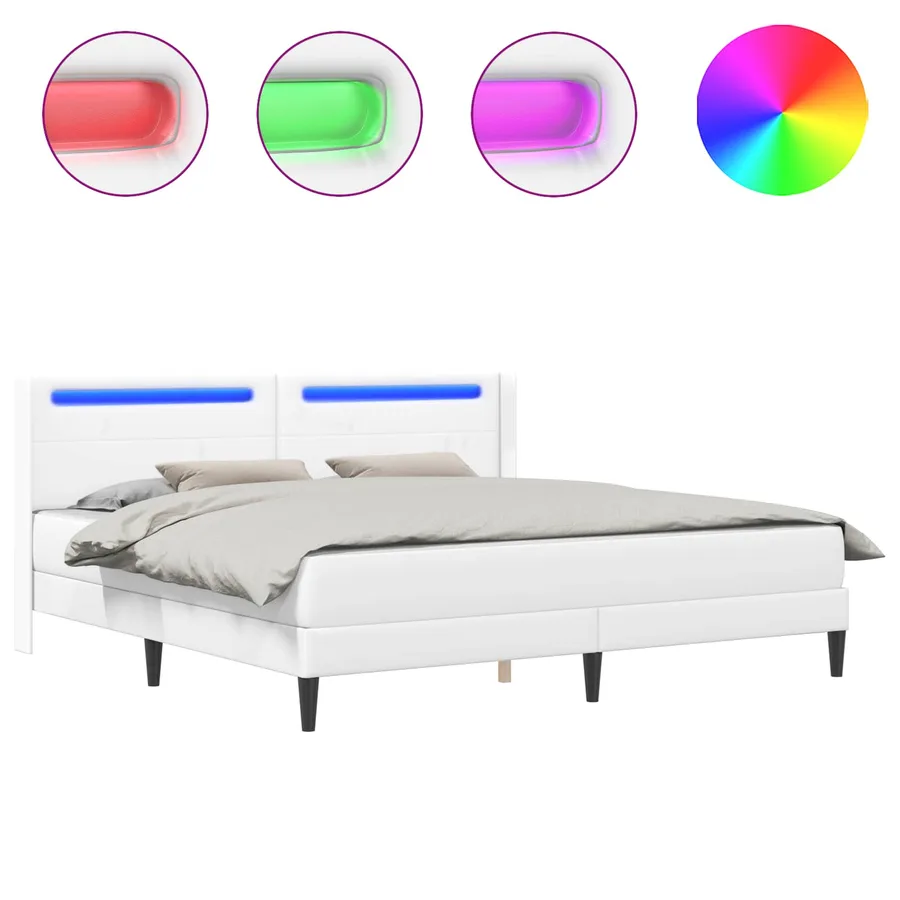 Cadre de lit avec matelas Blanc 180 x 200 cm Simili cuir - 2