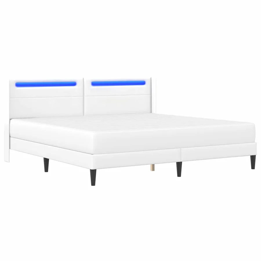 Cadre de lit avec matelas Blanc 180 x 200 cm Simili cuir - 5