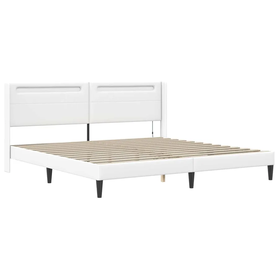 Cadre de lit avec matelas Blanc 180 x 200 cm Simili cuir - 6