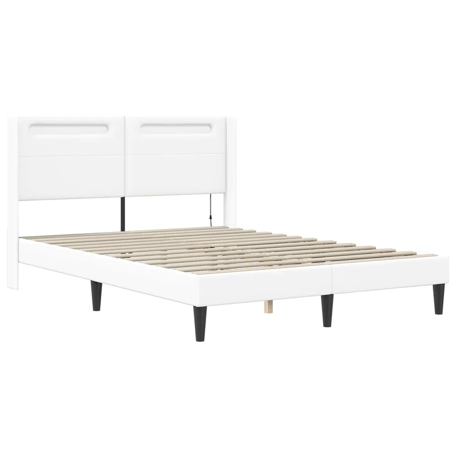 Cadre de lit avec matelas Blanc 120 x 200 cm Simili cuir - 6