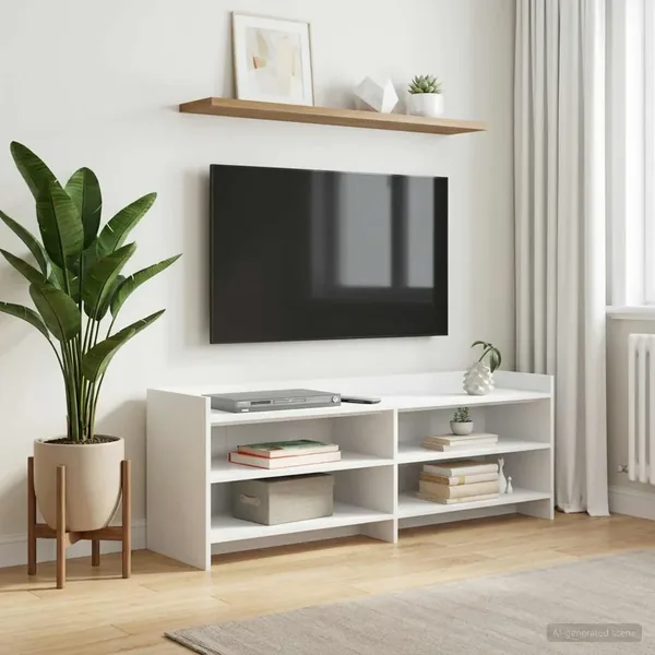 Meuble TV 135 x 33 x 47 cm Blanc Bois d'ingénierie