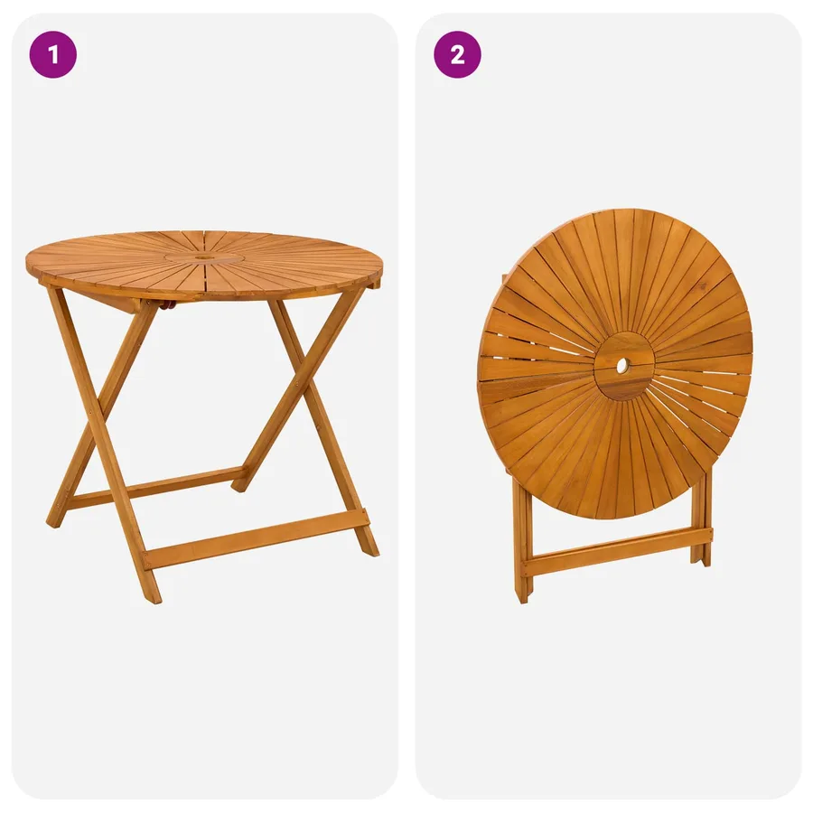 Table de jardin pliante Naturel Ø90 x 75 cm - 8