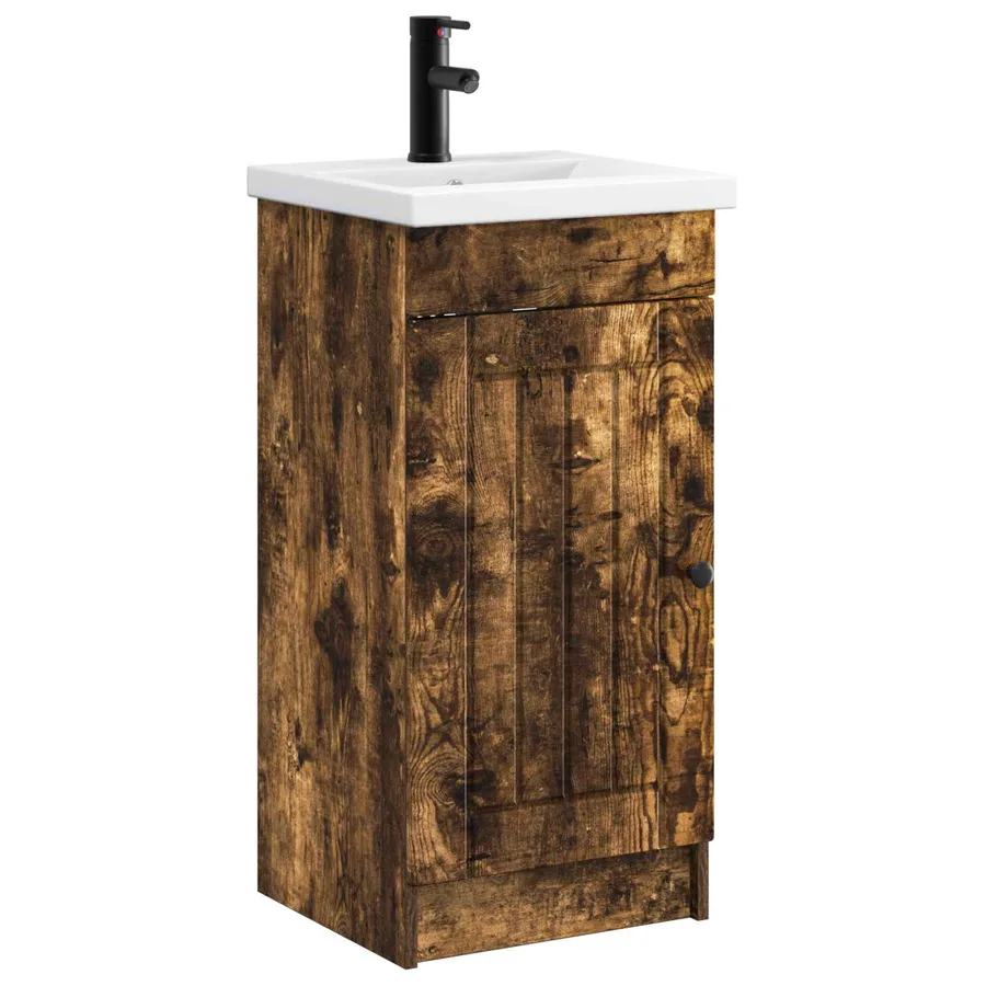 Meuble de salle de bain avec évier Chêne fumé 42 x 40 x 84,5 cm - 2