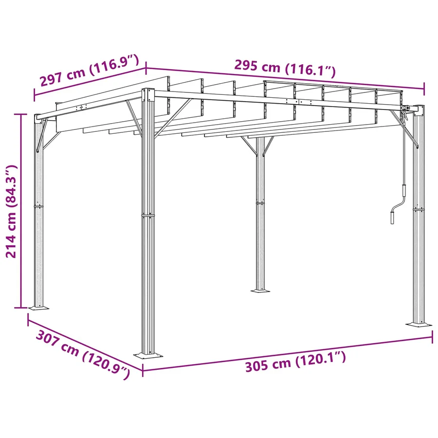 Gazebo avec toiture louvée 3 x 3 x 2,14 m Vert - 10