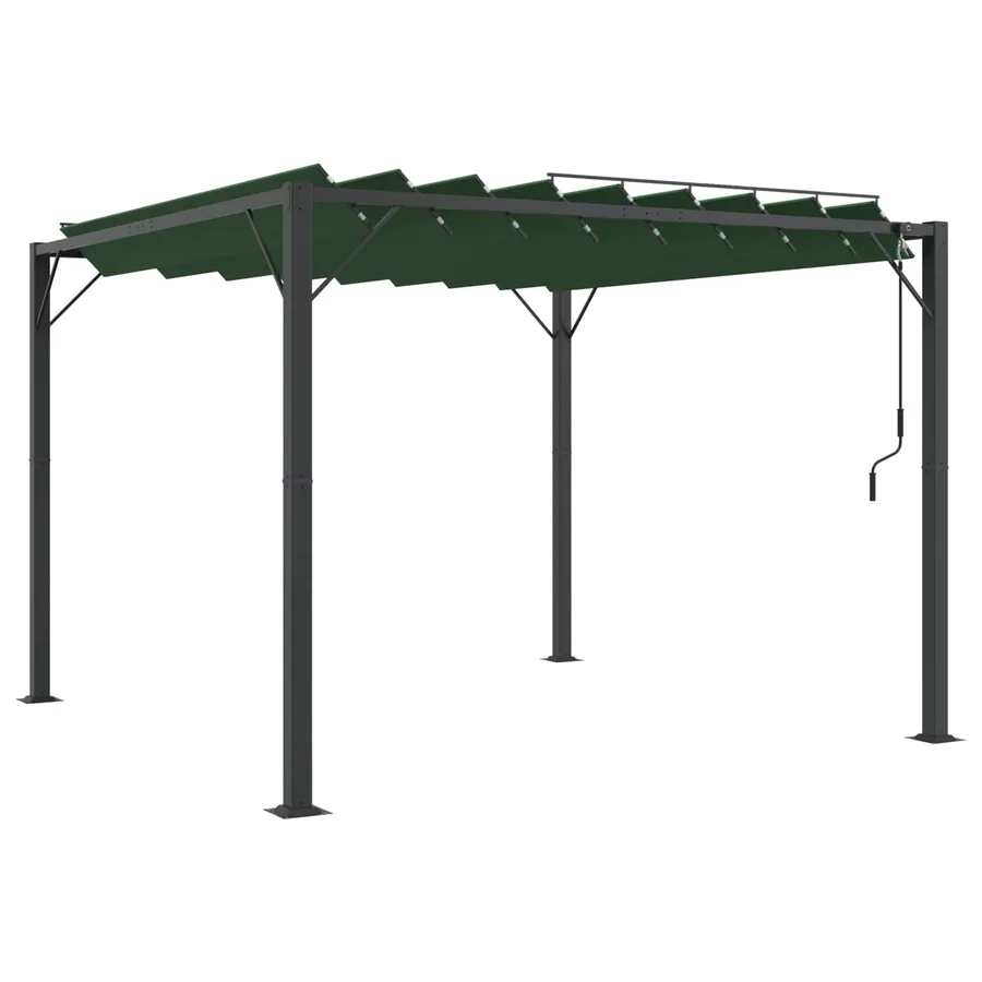 Gazebo avec toiture louvée 3 x 3 x 2,14 m Vert - 2