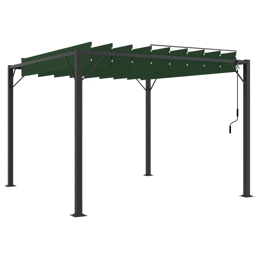 Gazebo avec toiture louvée 3 x 3 x 2,14 m Vert - 3