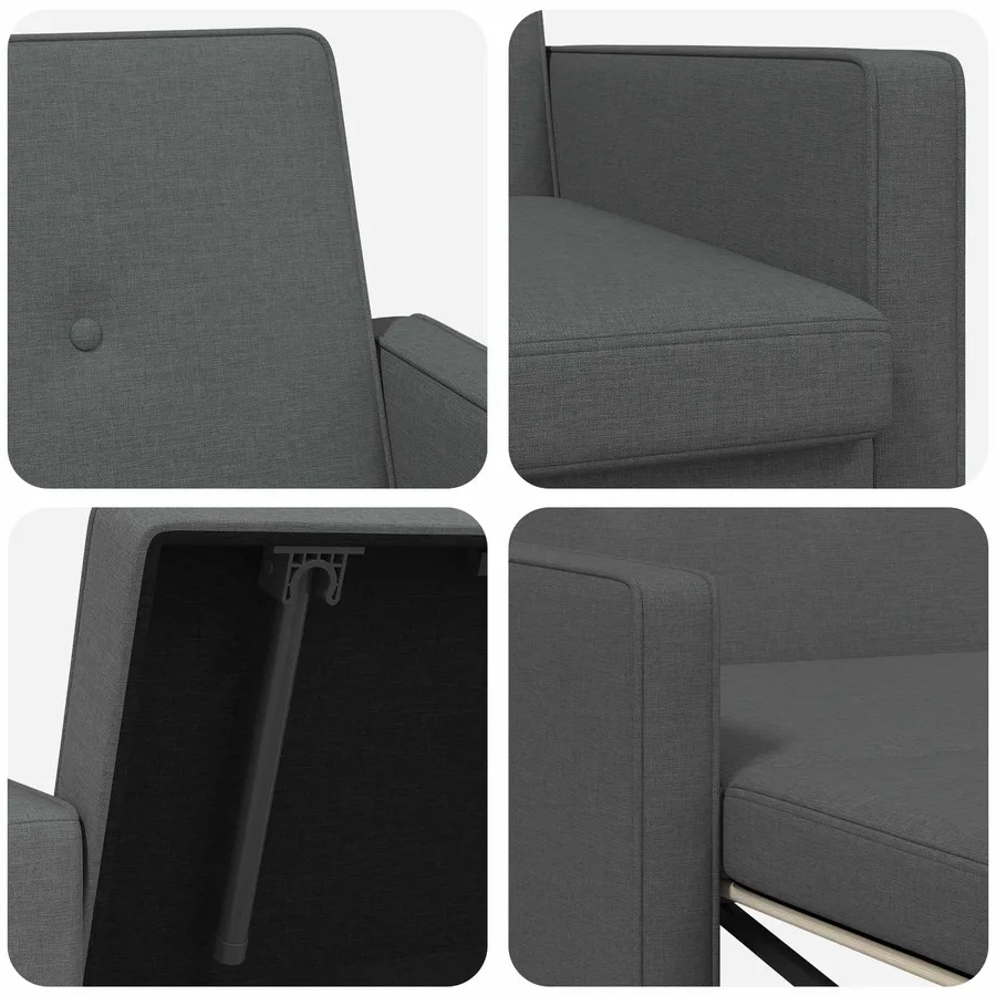 Canapé-lit escamotable Gris foncé Tissu - 10