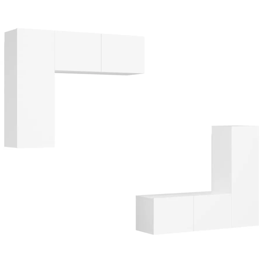 Ensemble de meubles TV 4 pcs Blanc Bois d'ingénierie - 2