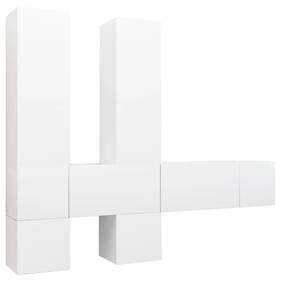 Ensemble de meubles TV 7 pcs Blanc Bois d'ingénierie - 2