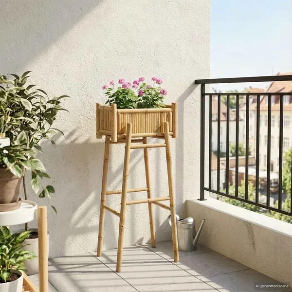 Jardinière avec support Naturel 50 x 38 x 114 cm Bambou