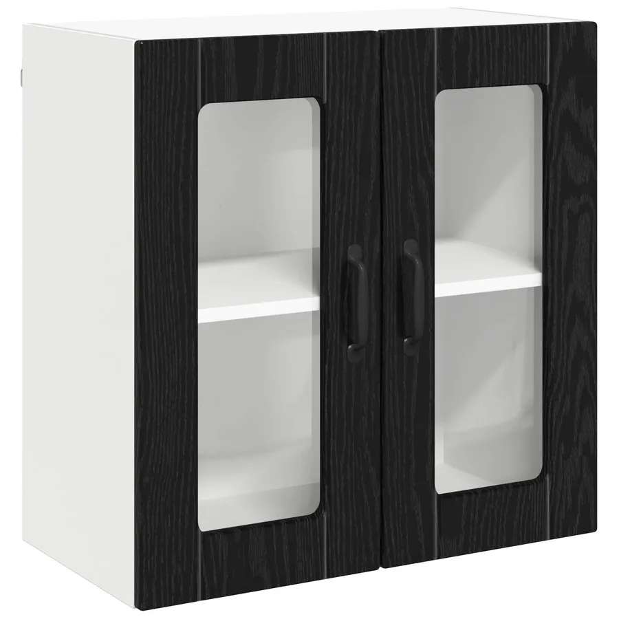 Cabinet en verre mural LUCCA Chêne noir 60 x 31 x 60 cm - 2