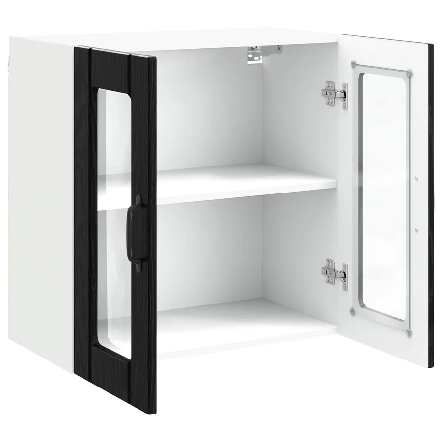Cabinet en verre mural LUCCA Chêne noir 60 x 31 x 60 cm - 5