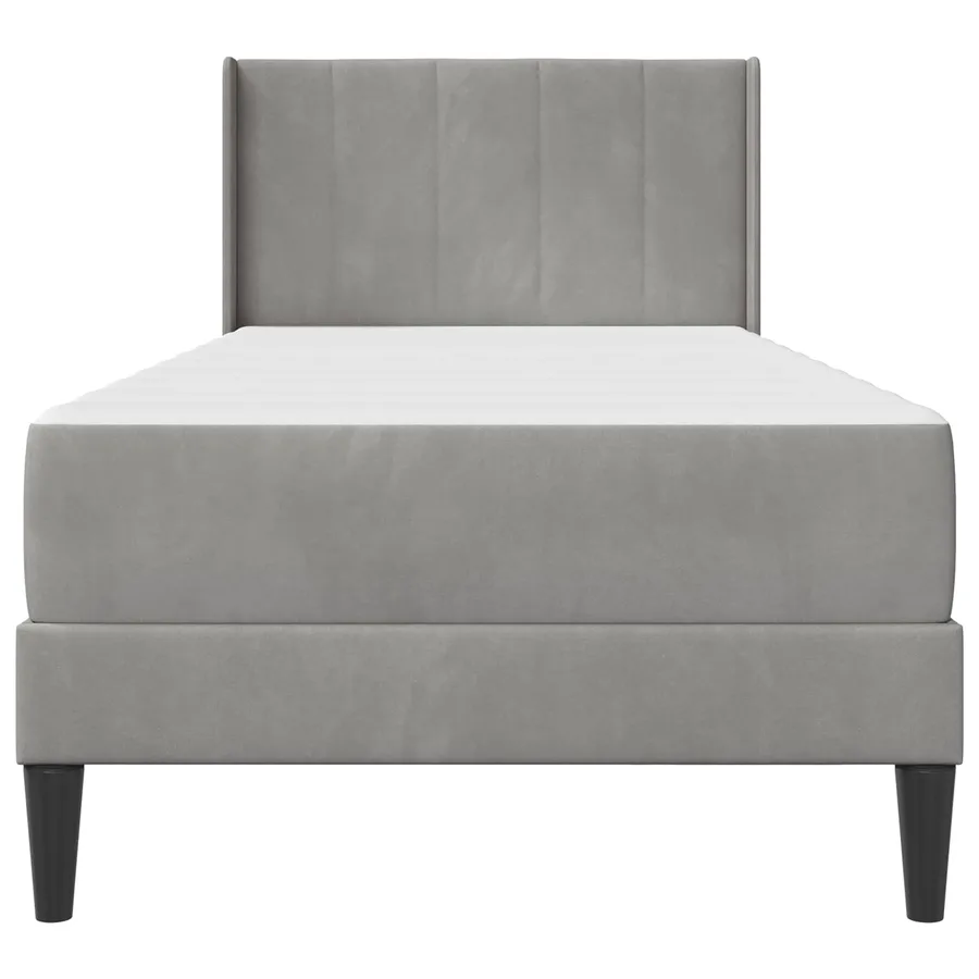 Cadre de lit avec matelas Gris clair 90 x 190 cm Velours - 6