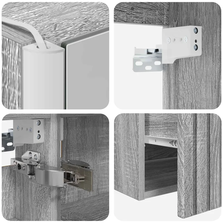 Ensemble d'armoire de salle de bain 4 pcs Sonoma gris - 9