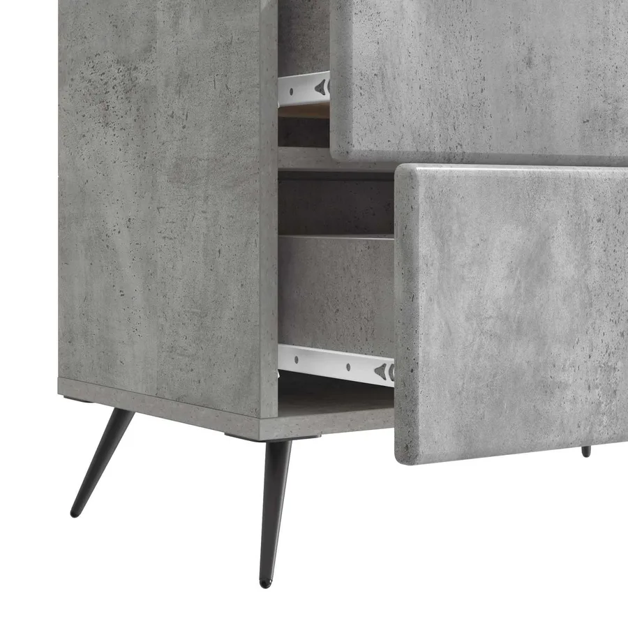 Cabinet de chevet avec tiroir Gris béton 62 x 34,5 x 47,5 cm - 9
