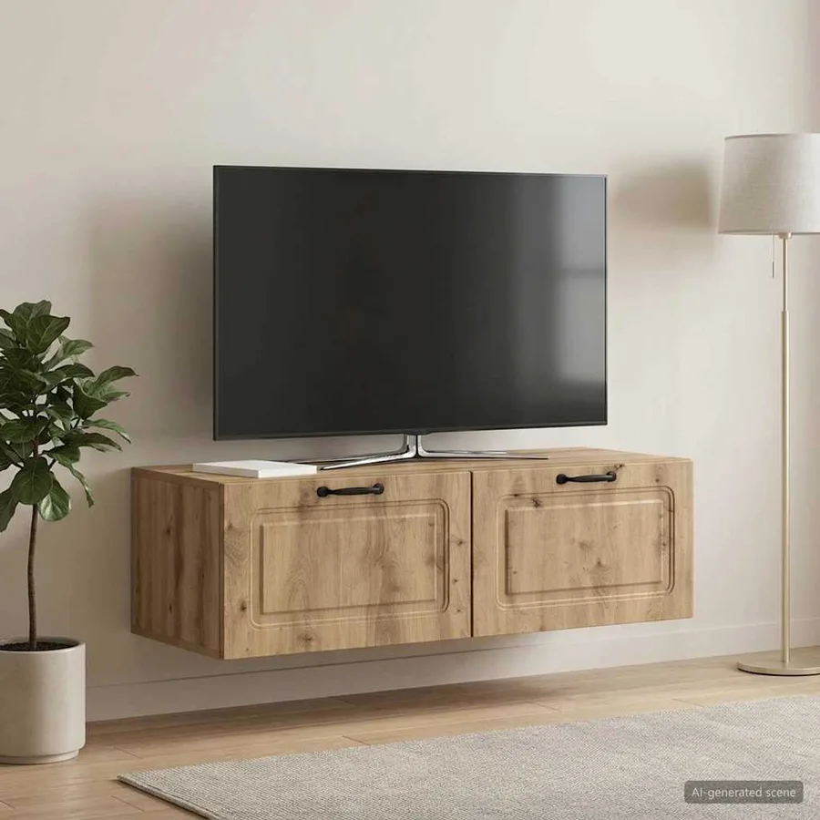 Meuble TV mural 98 x 41 x 30 cm Chêne artisanal - 4