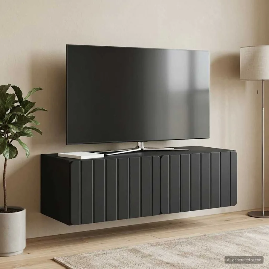 Meuble TV mural 98 x 41 x 30 cm Noir Bois d'ingénierie