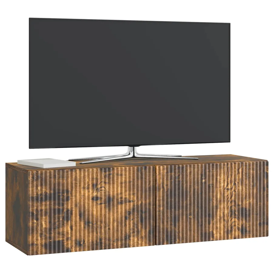 Meuble TV mural Chêne fumé 98 x 31 x 30 cm Bois d'ingénierie - 3
