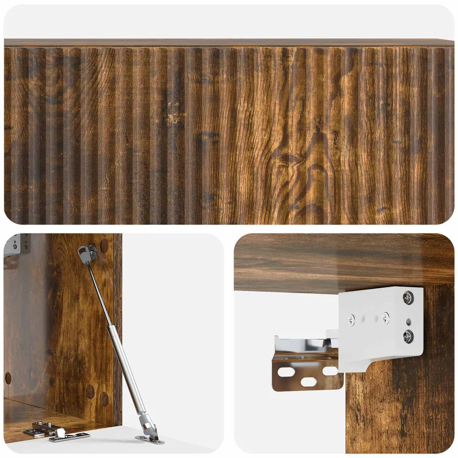 Meuble TV mural Chêne fumé 98 x 31 x 30 cm Bois d'ingénierie - 9