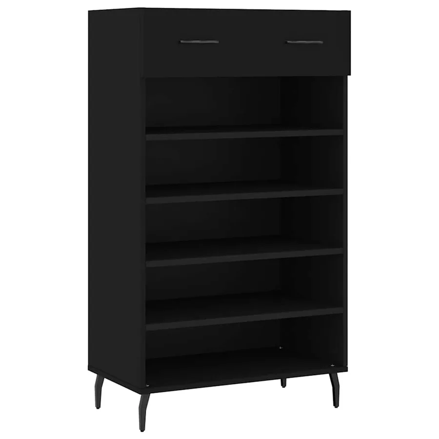 Armoire à chaussures noir 60x35x105 cm bois d'ingénierie - 2