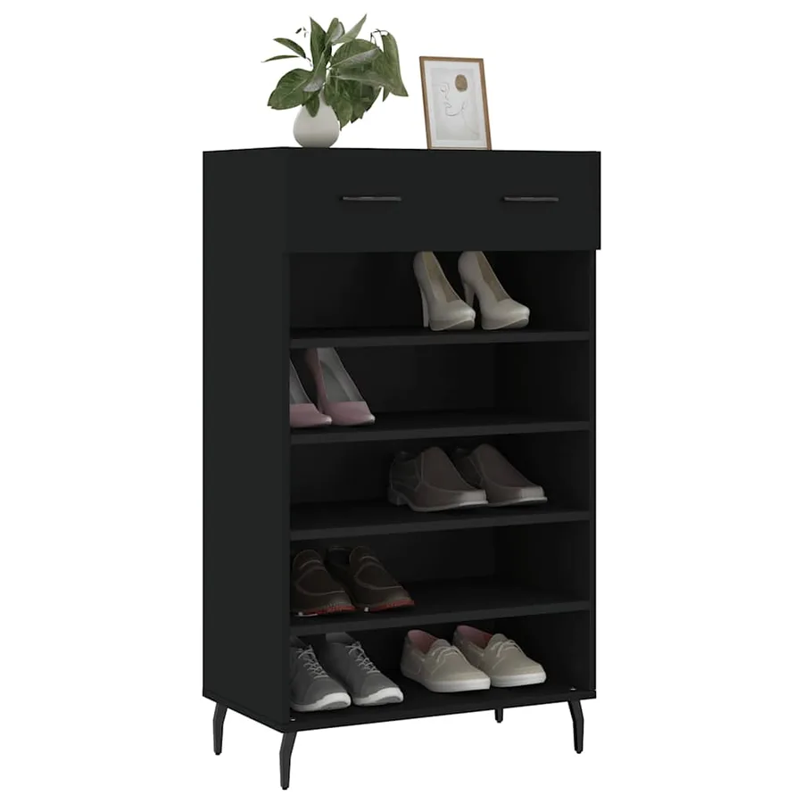 Armoire à chaussures noir 60x35x105 cm bois d'ingénierie - 3