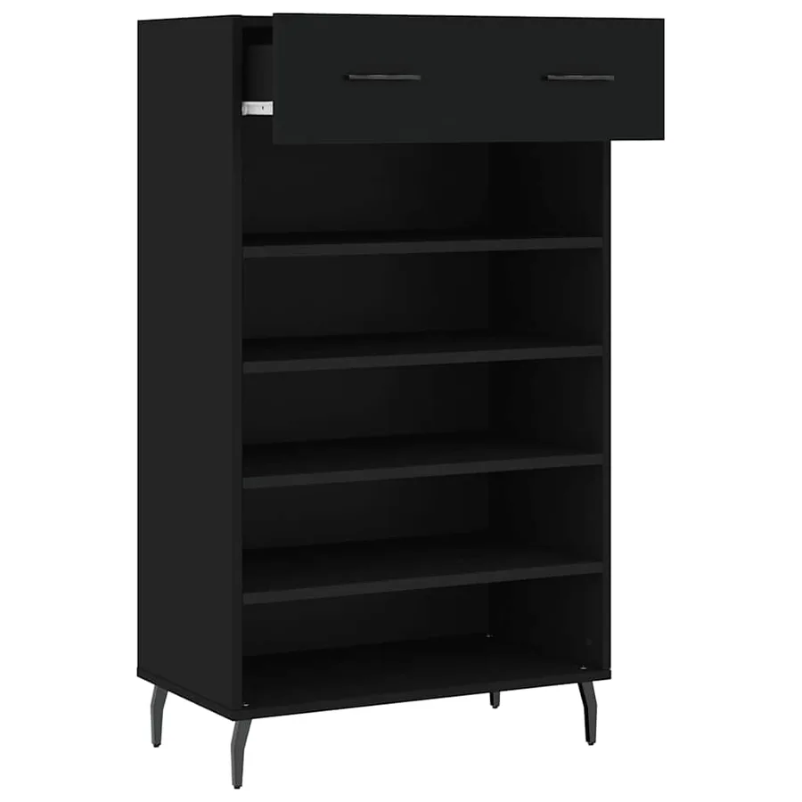 Armoire à chaussures noir 60x35x105 cm bois d'ingénierie - 5
