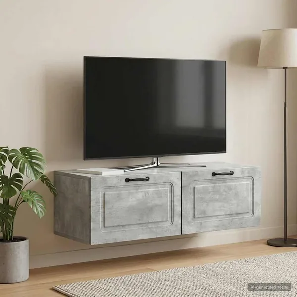 Meuble TV mural Gris béton 98 x 41 x 30 cm Bois d'ingénierie