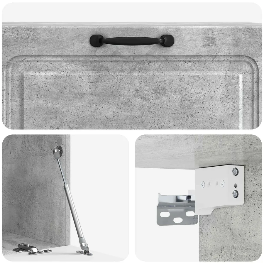 Meuble TV mural Gris béton 98 x 41 x 30 cm Bois d'ingénierie - 9