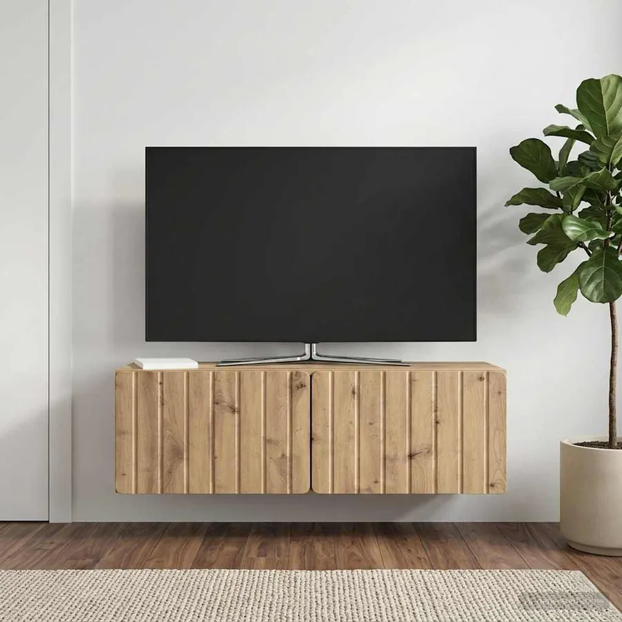 Meuble TV mural 98 x 31 x 30 cm Chêne artisanal