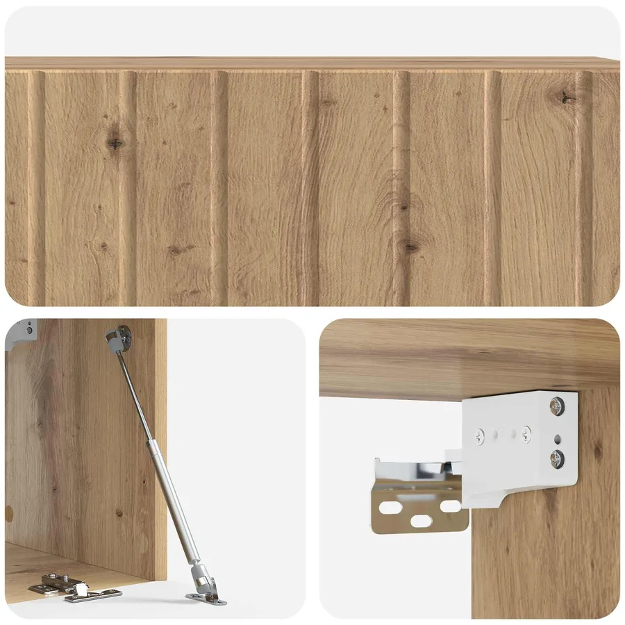Meuble TV mural 98 x 31 x 30 cm Chêne artisanal - 9