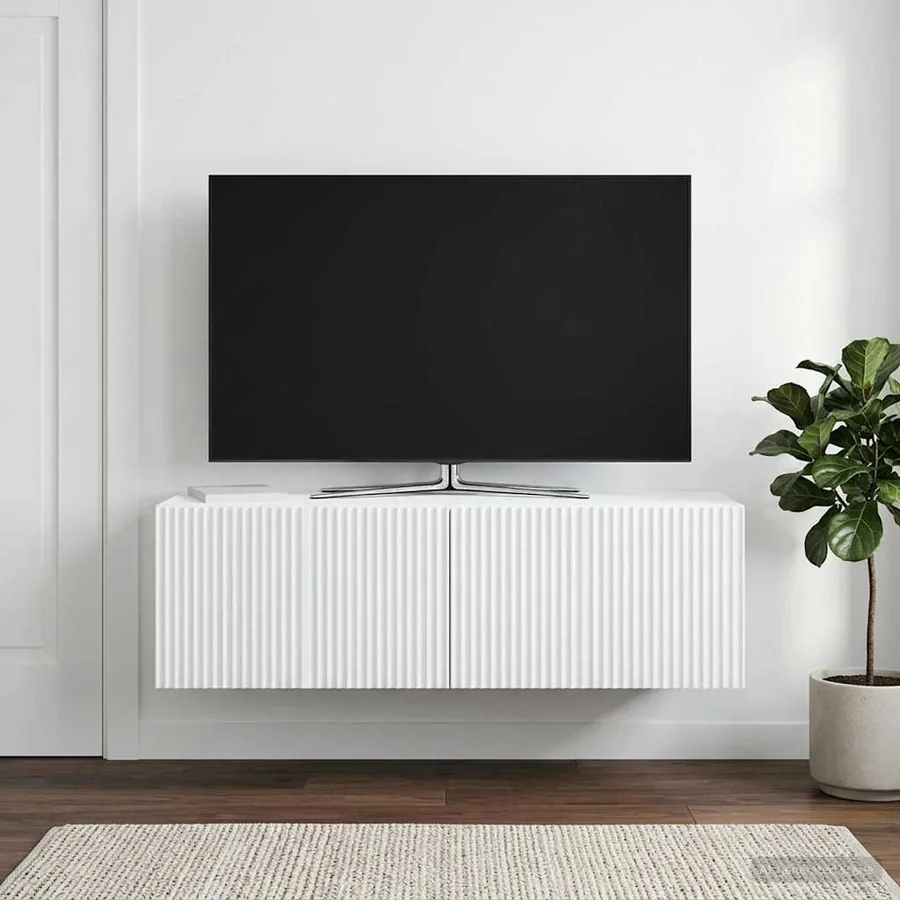 Meuble TV mural Blanc 98 x 31 x 30 cm Bois d'ingénierie