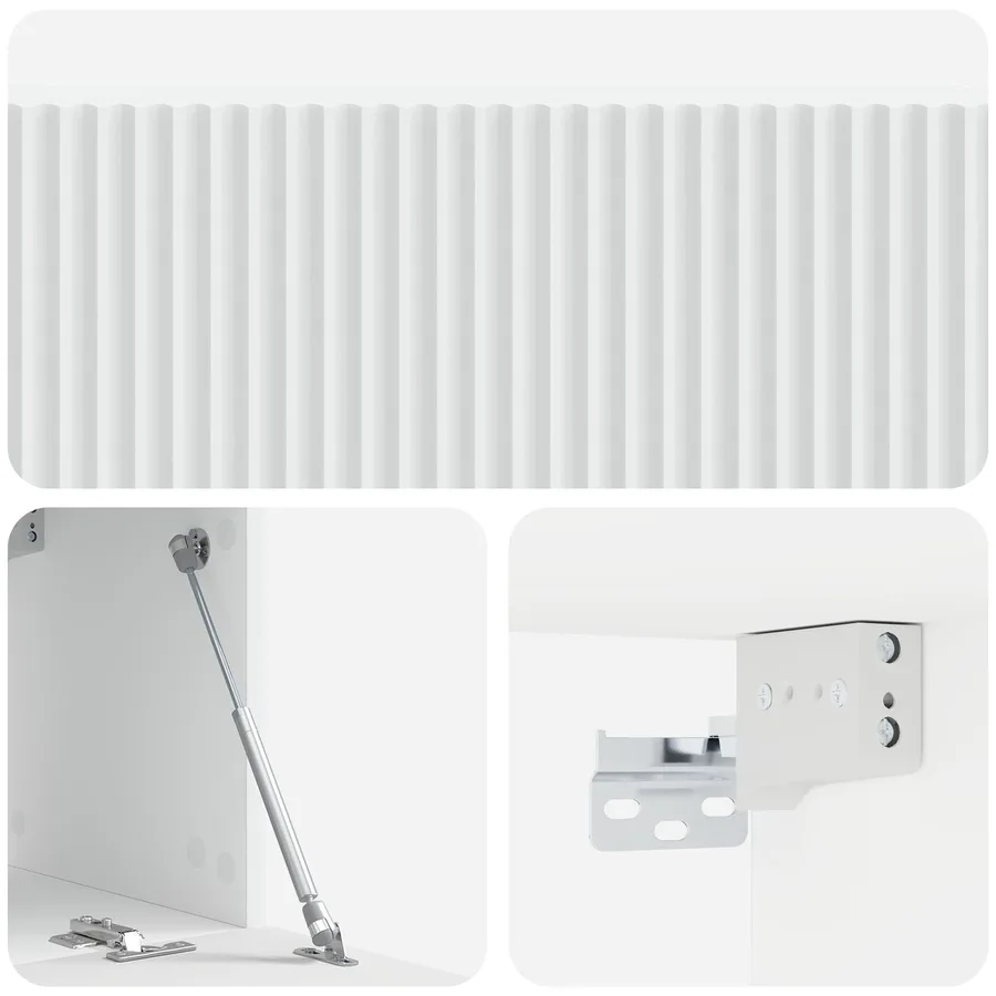 Meuble TV mural Blanc 98 x 31 x 30 cm Bois d'ingénierie - 9